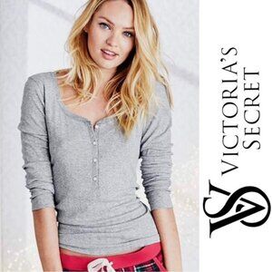 Victoria's Secret | Gray Sparkle Dreamer Henley Sleep Shirt | Size Medium